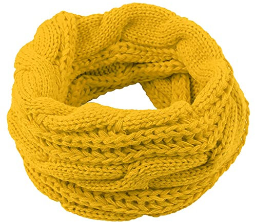 Glücksvogel Schlauchschal Damen Schal Winter Warm Strickmuster Loopschal Grobstrick Strickschal Damen Loop Schal Winterschal Einfarbiger Rundschal Halstücher Tücher Geschenk (Gelb, One size)