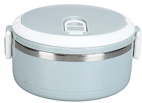 Termo para comida caliente, fiambrera, contenedor de comida, fiambrera térmica de acero inoxidable, hebillas de seguridad con anillo de sellado de silicona aislado Bento Picnics(single layer-azul)