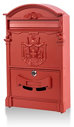 Yoocabinet Wall Mount Mailbox, Large Capacity Mailbox for Outside,Aluminum and Galvanized Steel Rust-Proof Hanging Secured Postbox, Security Key Drop Box,18x11.8x4.9 Red