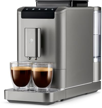 Tchibo Macchina da Caffè Esperto2 Con Funzione 2 Tazze per Crema e Espresso, Titanium Silver - Incluso Set di Degustazioni