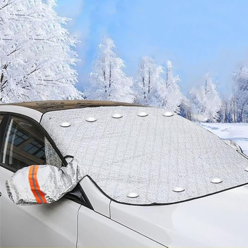 Car Windscreen Covers Frost for Winter, Windscreen Frost Protector with 9 Magnets, Thicken Ice Protection Foils Car Snow Windshield Cover, Front Window Screen Sun Shade, Anti-dust & Anti-UV(156x128cm)