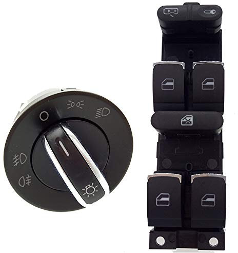 ZIxmix Car Headlight Switch 2 Stück Scheinwerfer-Fensterschalter/passend for VW 99–04 GTI Golf 4 Jetta MK4 Headlight Switch