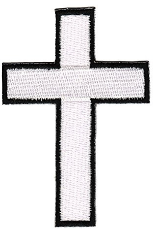 BP BRAUNERT PATCHES Kreuz Weiß Aufnäher zum aufbügeln Bügelbild Aufbügler Bügelflicken Patch Größe 5,5 x 8,0 cm