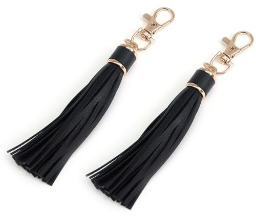 2 Stück Schlüsselanhänger mit Quasten anhänger zubehöccessories Schwarz