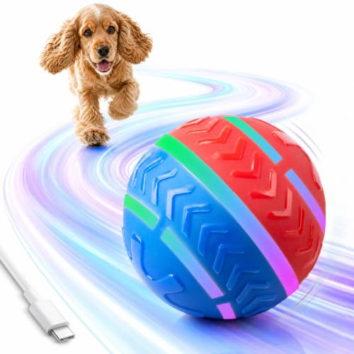 pet prime Interactive Dog Ball, Moving Dog Ball 3.15 in USB Rechargeable, Activated Smart Dog Toys for Boredom, Interactive Dog Toys with LED Lights for Small Medium Large Dogs