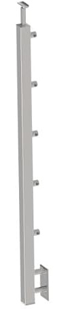 Pali per ringhiera in acciaio inox, diametro 42,4, altezza 1000 mm, con 5 supporti trasversali Ø 12,0, ringhiera V2A, rettificato, K320 (A-BR100-5D12)