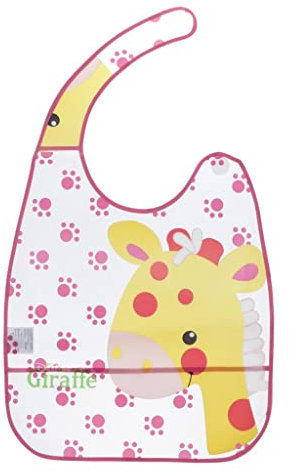 predolo Wasserdichtes Baby KinderKinderlätzchen mit Auffangschale, Größe: ca. 42 x 35 cm; Klettverschluss/Eva Bib, Giraffe, 42 x 35 cm