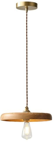 DZQWLL Modernes Licht, Vintage-Hängelampe mit Holzlampenschirm, Kücheninsel-Beleuchtungskörper, verstellbare Holz-Hängeleuchte, industrielle Pendelbeleuchtung für Flur, Bar