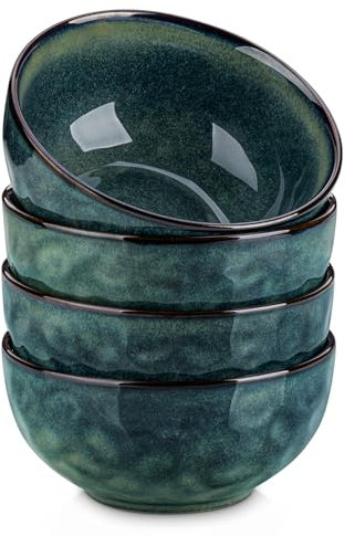vancasso Starry 24oz Bowls Set for Soup, Ceramic Deep Soup Bowls Set of 4, Green Cereal Bowl for Kitchen, Salad, Pasta Oatmeal Bowl, Lead-Free, Dishwasher & Microwave Oven Safe