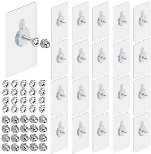 zrfgbxim 20 STK Klebe Schrauben, Klebehaken Transparent, Klebenagel für Bilderrahmen, Selbstklebende Klebeschrauben Hängenägel, wasserdichte Wandbefestigung Schraube (8mm)