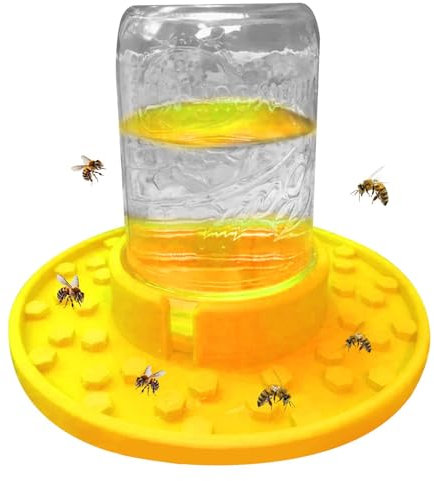 fanelod Bienenfutterspender, Bienenzuckerglas, Bienenbewässerungsstation, Honigbienentränke, Bienenstock-Sirup-Futterspender, Einmachglas-Bienenstock-Futterspender, Futterspender für den Garten