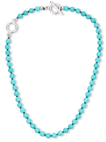 GAVU Collier Ras du Cou, Tour de Cou Pierre Femme, Collier Turquoise Synthétique, Collier T en Acier Inoxydable, Cadeau pour Elle, 6mm