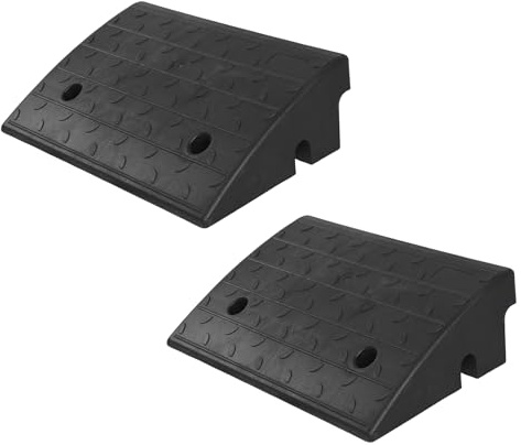 Vilnow Bordsteinrampe aus Gummi, 150 mm hoch, 430x380x120 mm, schwarz – geeignet für Rollstuhl, tiefergelegte Autos, Motorrad (150 mm hoch-2 Stück)