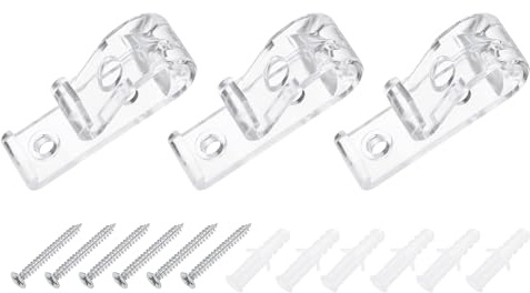 sourcing map 3Pcs 50x15mm Roller Shade Chain and Cord Hold Down, Curtain P Clip Fixation Hooks, Bead Chain Tension Device with Screws for Roller Blinds, Roman Shades, Clear