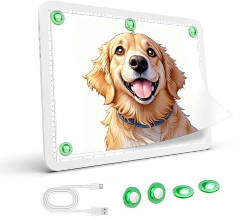 9000 Lux Superhell Wiederaufladbare A4 Leuchttisch,Ultra Leuchtplatte mit 4000mAh Batterie für Diamond painting, Magnet Lichtplatte mit 3 Farbe, LED Licht pad für Skizzieren, Zeichnen,Tattoo(Weiß)