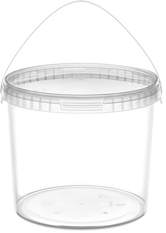 Garronda Eimer mit Deckel 5 L für die Lagerung von Lebensmittel- und Chemischen Produkten Transparent 20 Stück GD-0114