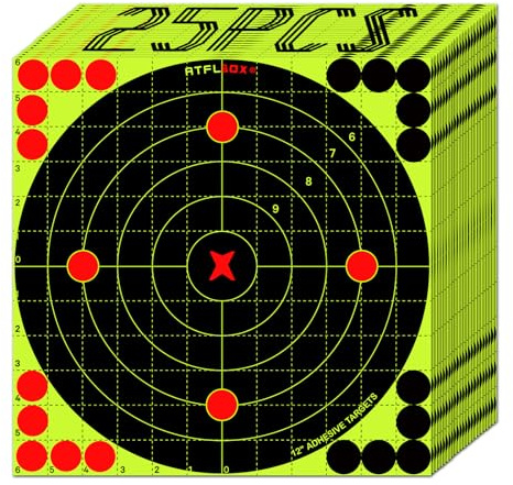 25 pièces Cible de tir Splatter 30.5 cm Cible de tir en Papier Autocollant Impact Fluorescent Brillant pour Fusils, Pistolets, Pistolets à Billes Entraînement