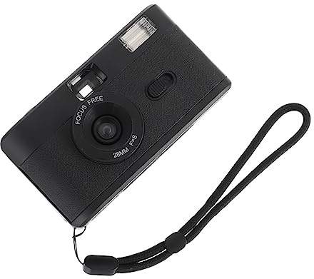 Fotocamera a Pellicola 35mm Riutilizzabile Nera in Abs | Flash Incorporato, senza Batteria, Formato Compatto per Scatti Analogici