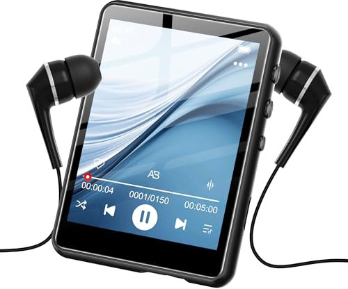 SWOFY 128GB MP3-Player, Bluetooth 5.3, 2,4-Zoll Touchscreen, HiFi-Klang, eingebauter Lautsprecher, Aufnahme, FM-Radio, Kann auf 512 GB erweitert Werden, kindergerecht (Schwarz)