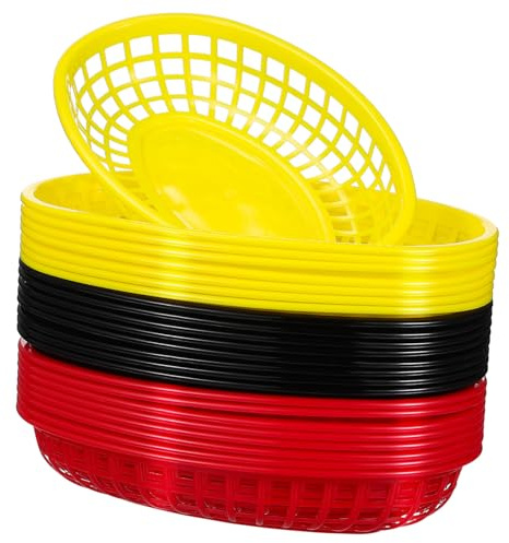 ULTECHNOVO 24piezas Cestas De Pan para Servir Bandejas De Comida para Fiestas Picnics Barbacoas Unidades y Amarillo para Hamburguesas Papas Fritas y Sándwiches