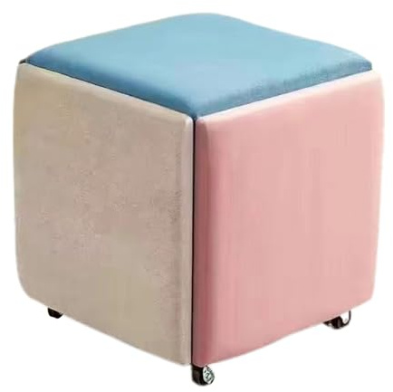 Generico Sgabello da toeletta con seduta ottomana, sedia a cubo ottomana 5 in 1, poggiapiedi con ruote, for soggiorno, sala da pranzo, camera da letto, piccoli spazi(Color 2,35x35cm)
