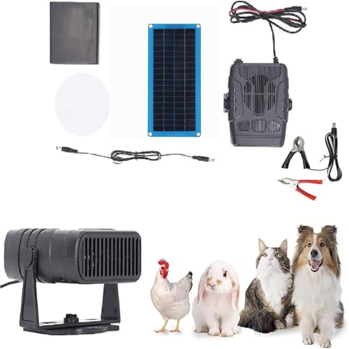Solar Power Heater Compact Size, Greenhouse Heaters Powered Kit, Drying Heating Pet House Warm Wind Set for Greenhouses And Chicken Coops Outdoor Heating Gear Solar Powered Heater (30W)