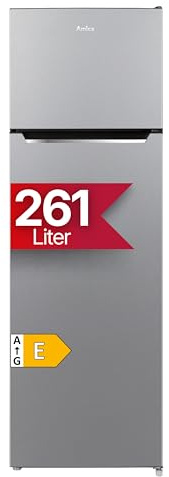 Amica Kühl-Gefrierkombination 261 L 169 x 54 x 55,1 cm DT 377 100 E | 209 L Kühlteil, 52 L Gefrierteil, FrostControl, Automatische Abtauung, LED Beleuchtung, Gemüseschublade, Leiser Betrieb