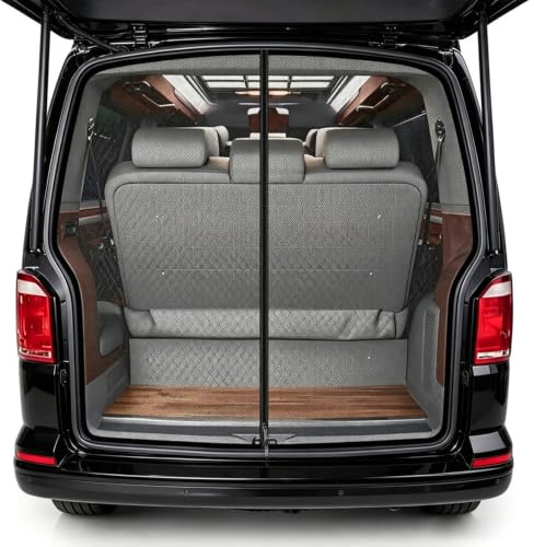 Moskitonetz Auto Magnetisch für VW T5 Campingbus Heckklappe, Insektenschutz mit Reißverschluss, Magnetrahmen & Sonnenschutz, atmungsaktives Camping-Belüftungsnetz für Hintertür (Rear)
