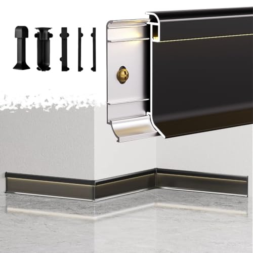 Blazea Veletta LED Soffitto Profilo LED per Battiscopa in Alluminio Nero