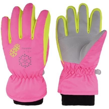 TRIWONDER Gants de Ski Enfants Chaud Gants de Neige Hiver Moufles Snowboard Chauffants Coupe-Vent pour Garçon Fille Randonnée Cyclisme (A - Rose Rouge, XS (3-5 Ans))
