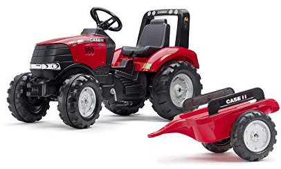 Falk - Traktor mit Pedalen Case IH mit Anhänger – ab 3 Jahren Lenkrad mit Hupe – Sitz verstellbar – 996AB