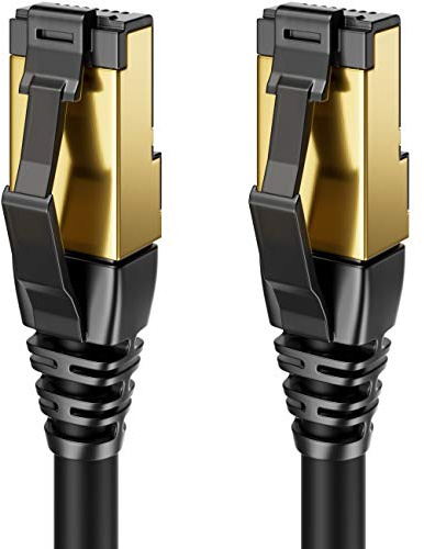 deleyCON 5m CAT8.1 LAN Kabel Patchkabel Netzwerkkabel - RJ45 LAN DSL Kabel Kupfer S/FTP Schirmung 2000 MHz 40 Gbit - CAT.8 Ethernet Kabel RJ45 Stecker vergoldet - Schwarz