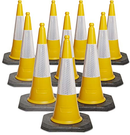 Pack of 10 yellow Traffic cones 750mm by innovatus