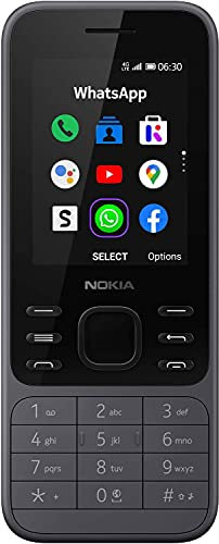 Nokia 6300 4G -Teléfono móvil 2,4'' (4 GB ROM, 512MB RAM, Almacenamiento externo 32GB, Cámara VGA, Batería,4000 mAh, Dual Sim, Qualcomm Snapdragon 210 ), Charcoal
