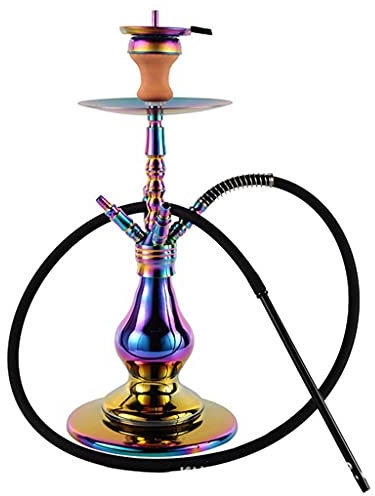 chicha Arabe Luxe 23,6 Ensemble de Narguilé Arabe avec 1 Tuyau Verre Kit de Narguilé avec Shisha Accessoires (galvanoplastie Coloré)