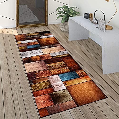 QQrunner Teppich läufer Flur rutschfest 70x200cm Küchenteppich Patchwork Waschbar Meterware Schlafzimmer Korridor Teppich Lang, Länge Anpassbare, 60/70/ 80/90/ 100/110/ 120cm Breit