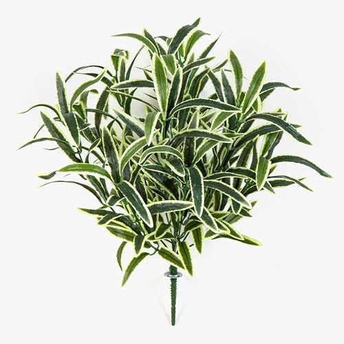 artplants.de Faux chlorophytum ANKAA sur Piquet, Vert-Blanc, 40cm - Plante Verte Artificielle
