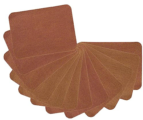 12 Stück hochwertige Stoff-Flicken zum Aufbügeln, starker Klebstoff, 100% Baumwolle, braun, Reparatur-Set, Größe 7,5 x 10,5 cm