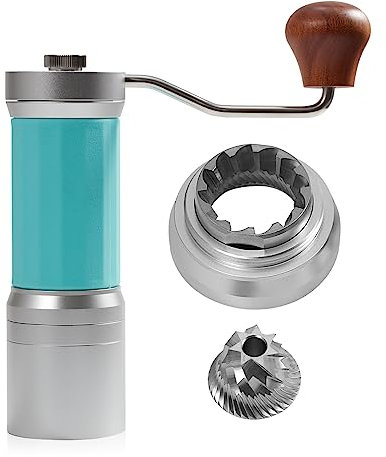 IKAPE Manuelle Kaffeemühle, Premium Hand Espressomühle mit konischem Sechskant-Frässtift, tragbare Kaffeemühle, einstellbarer Mahlgrad nach Skala