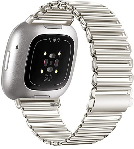 YASPARK Kompatibel mit Fitbit Versa 4 Armband/Fitbit Versa 3 Armband/Fitbit Sense Armband, Edelstahl Metall Ersatzband Armband für Fitbit Versa 4, Fitbit Versa 3, Fitbit Sense 2, Fitbit Sense 1