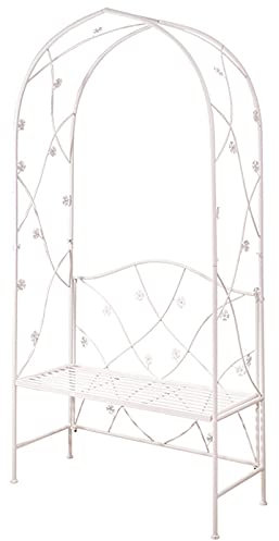 JOZZY Banc de Jardin,Pavillon en Arc en Fer forgé avec Cour extérieure avec bancs de Jardin, pergola en Arc de Rose de Jardin, allée en Arc de décoration de Mariage en Plein air, utilisé pour la p