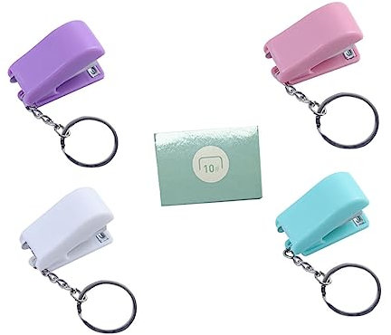 MAGICLULU 2sätze Stapler Schlüsselanhänger Tragbarer Heftgerät Für Bücherbindung Farben Praktisches Büro Und Schulzubehör Für Studenten Und Kollegen