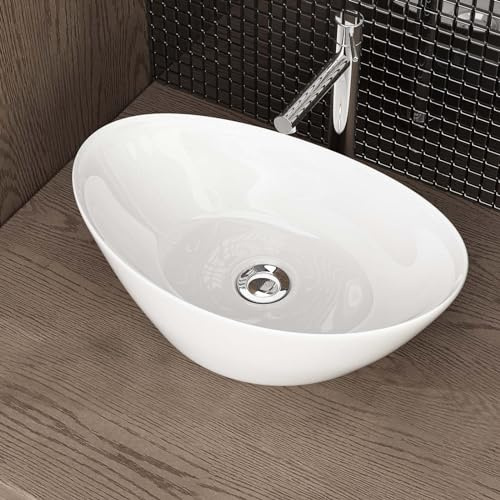 Toppmonterat tvättställ | premiumkvalitet | enkel installation | modern design (45 x 28 x 15 cm, vit/A689)