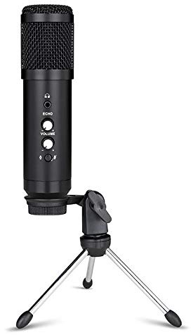 Eighosee Microfono USB a condensatore per registrazione microfono con supporto per computer, telefono, PC, Skype, studio, karaoke, microfono per pendolarismo