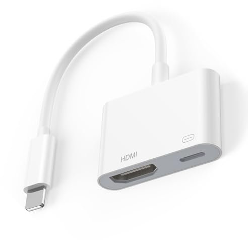 Vinmooog Digital AV Adapter Cable Light-ning HDMI pour iOS-Système 1080P, AV Light-ning HDMI Cable pour TV/Projecteur/Moniteur/ipad/iOS 14/13/12/XS/9 Connecteur de synchronisation d'écran Audio/vidéo