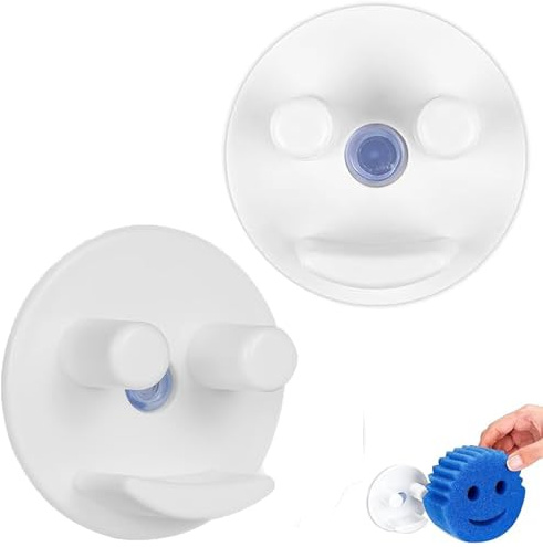 RXKFIGX 2 Unidades de Soporte de Esponja Sonriente con Ventosas Sonriente Organizador de Esponja para Cocina Soporte de Esponja para Cara Sonriente para Cocina y Baño（Esponjas no Incluidas）