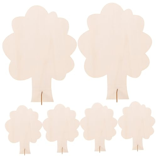 NUOBESTY 6 Stück Unbemalte Holzbäume Zum Basteln Für Kinder Diy Holzbaum Handwerk Baumfiguren Zum Bemalen Und Dekorieren Für Kreative Kunstprojekte