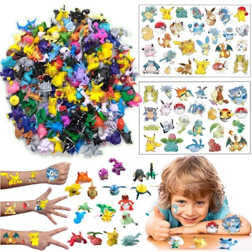 MODEQQ Tortenfiguren Tortendeko Nicht Essbare, 24 Minifiguren Tortendeko mit 2 Tattoo-Aufkleber, Party Kuchen Dekoration Set für Kindergeburtstag Mitgebsel Spielzeug (A)