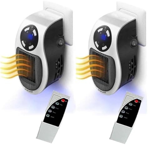 Wttagkl® Calentador Ozzie, Calentador enchufable, Calentador de cerámica con Control Remoto, Calentador de 500 vatios, Oficina de Dormitorio Familiar Colgante en la Pared,Blanc*2pcs