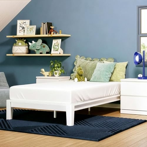 Nectar Kids Bamboo Platform Bed Frame - Twin - White - 12” Height - Easy Tool Free Set Up - Durable & Kid-Friendly - Sturdy Wooden Slats for Support